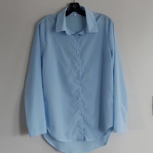 Light Blue Sheer Chiffon Blouse Size XL